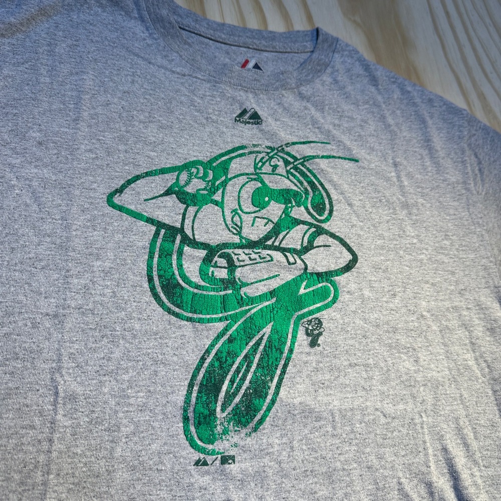 Majestic Greensboro Grasshoppers MiLB Graphic T-Shirt Mens Large Gray Baseball
